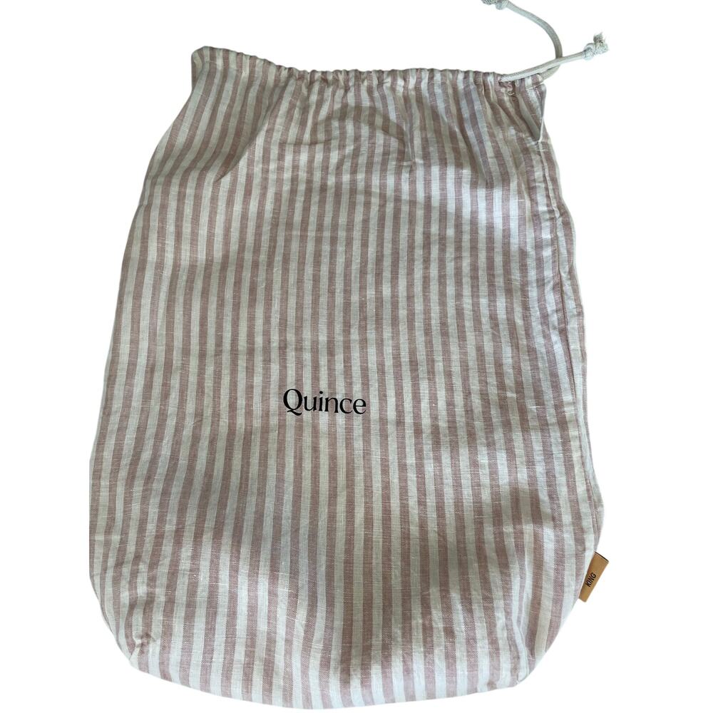 QUINCE Dusty Mauve + White Striped European Linen Laundry Bag King